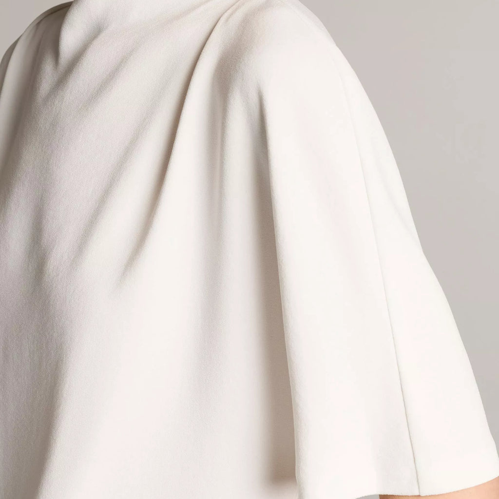 Vince Draped Crepe Funnel-Neck Top