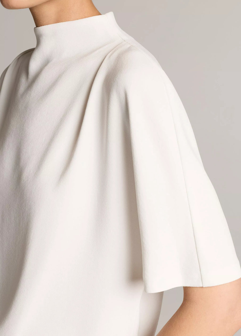 Vince Draped Crepe Funnel-Neck Top