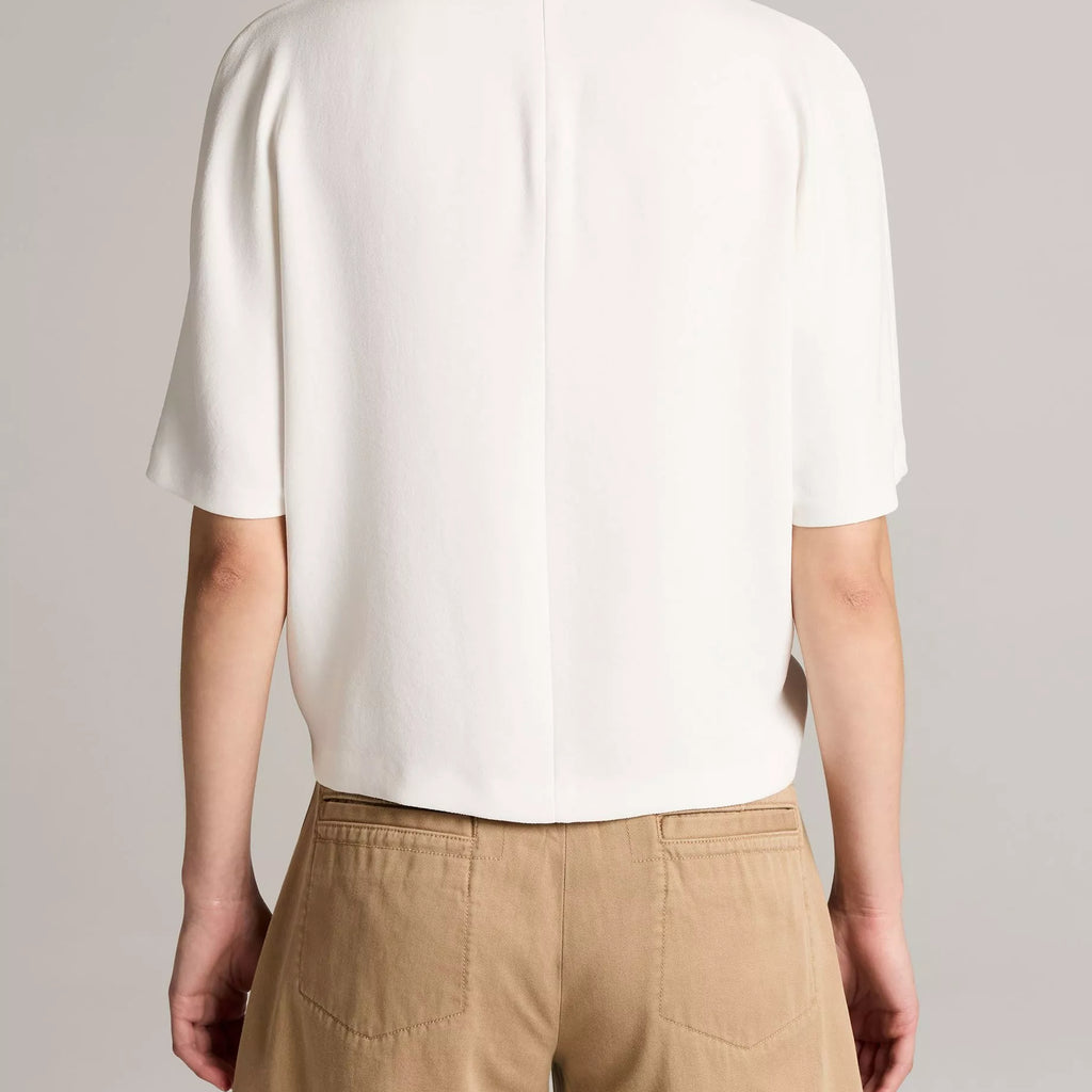 Vince Draped Crepe Funnel-Neck Top