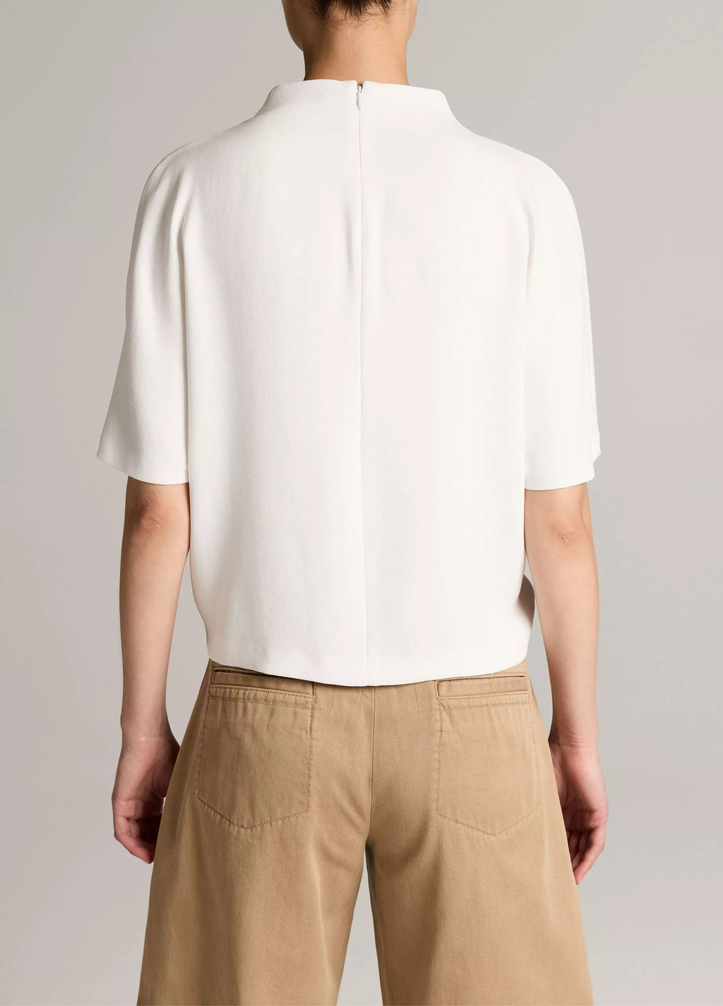 Vince Draped Crepe Funnel-Neck Top