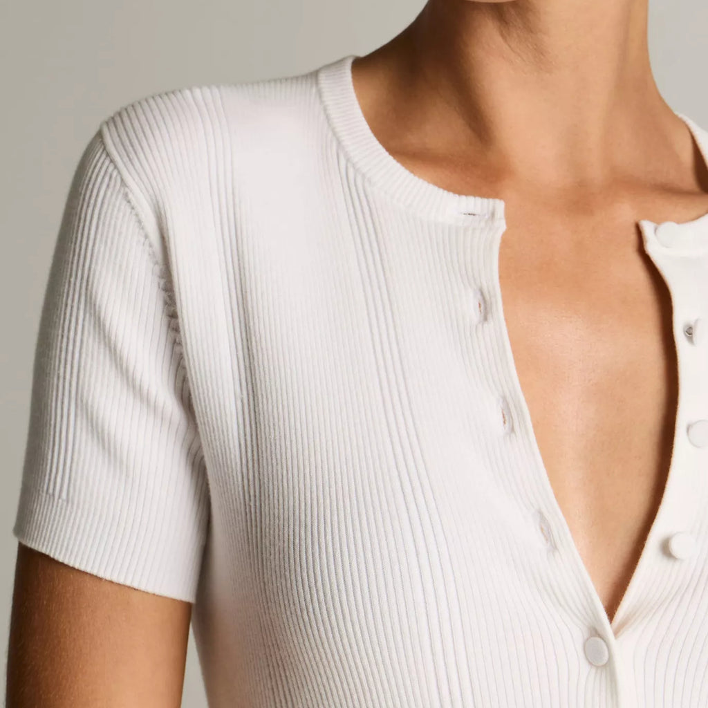 Vince Ribbed Cotton Short-Sleeve Cardigan
