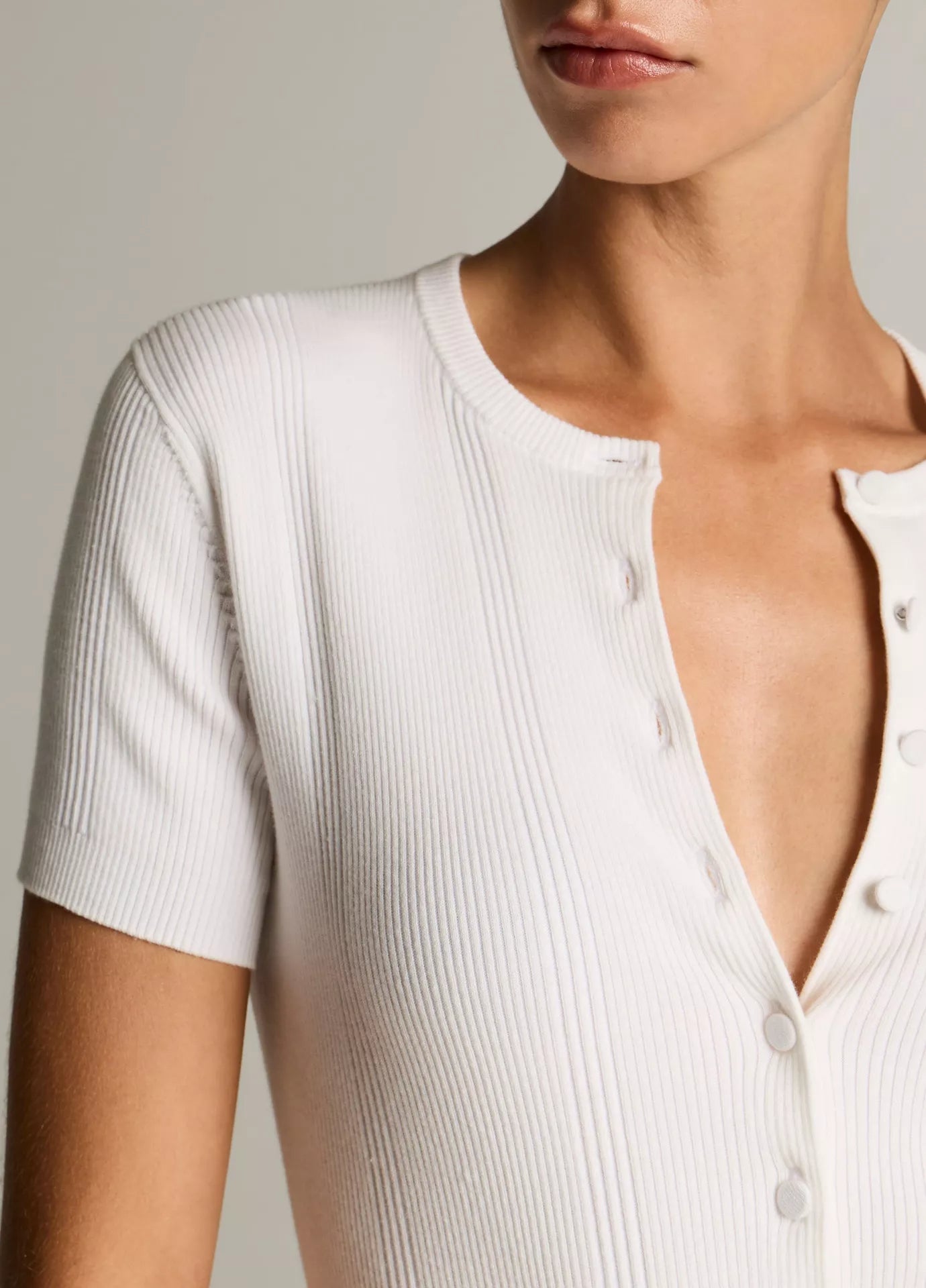 Vince Ribbed Cotton Short-Sleeve Cardigan