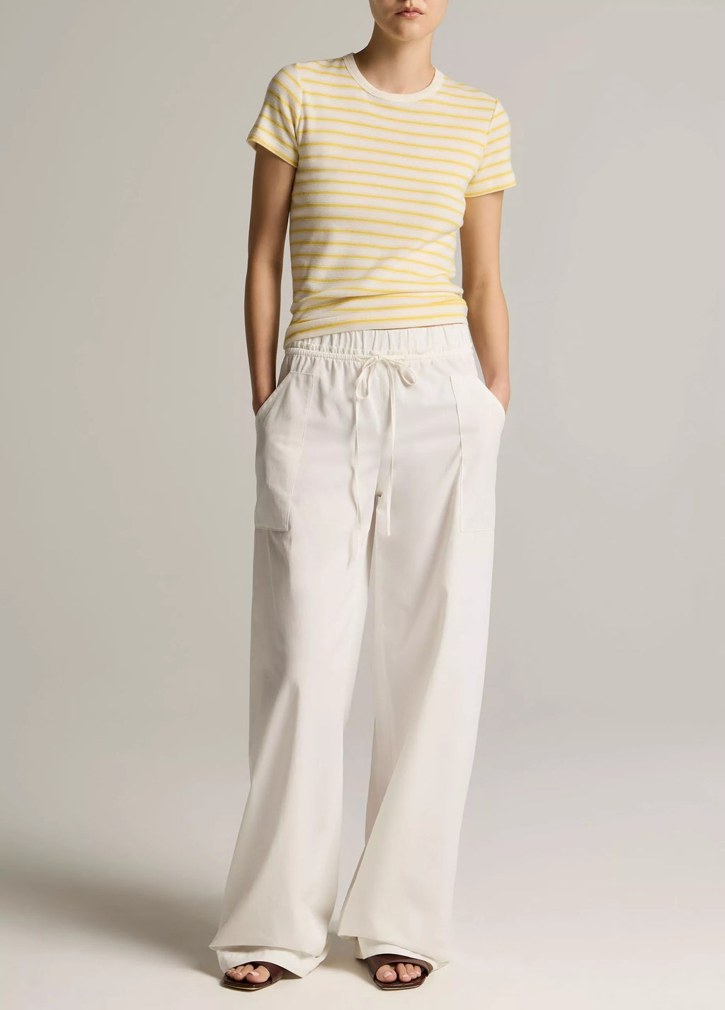 Vince Striped Pima Cotton-Blend '90s Shrunken T-Shirt