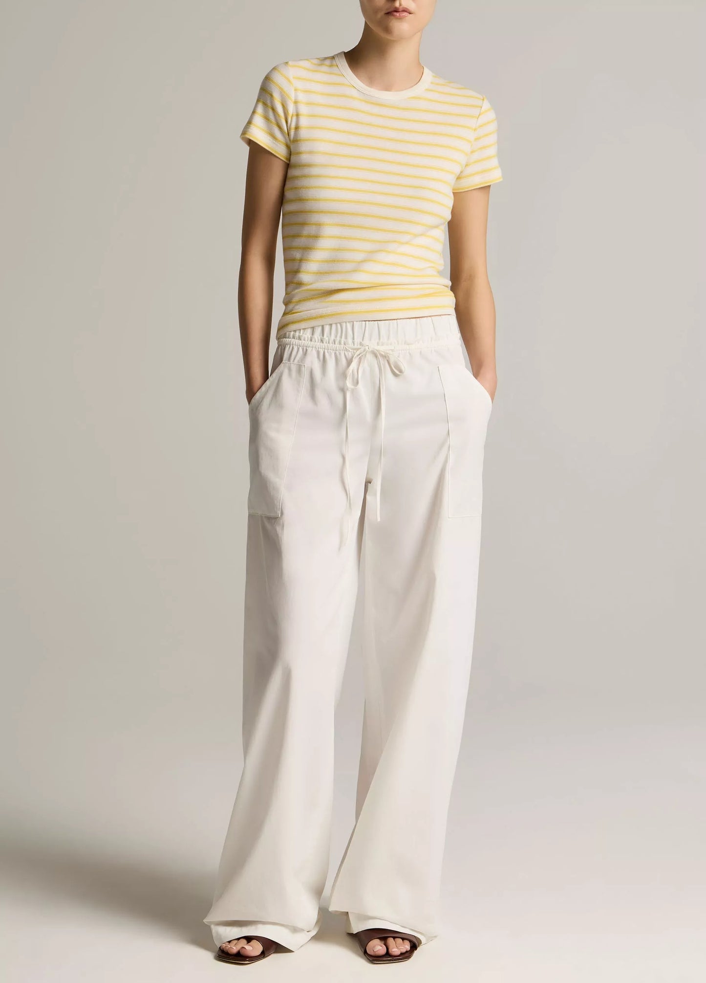 Vince Striped Pima Cotton-Blend '90s Shrunken T-Shirt
