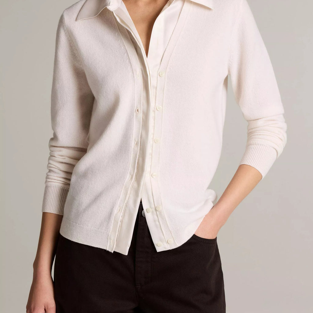 Vince Satin-Trimmed Cashmere Collared Cardigan