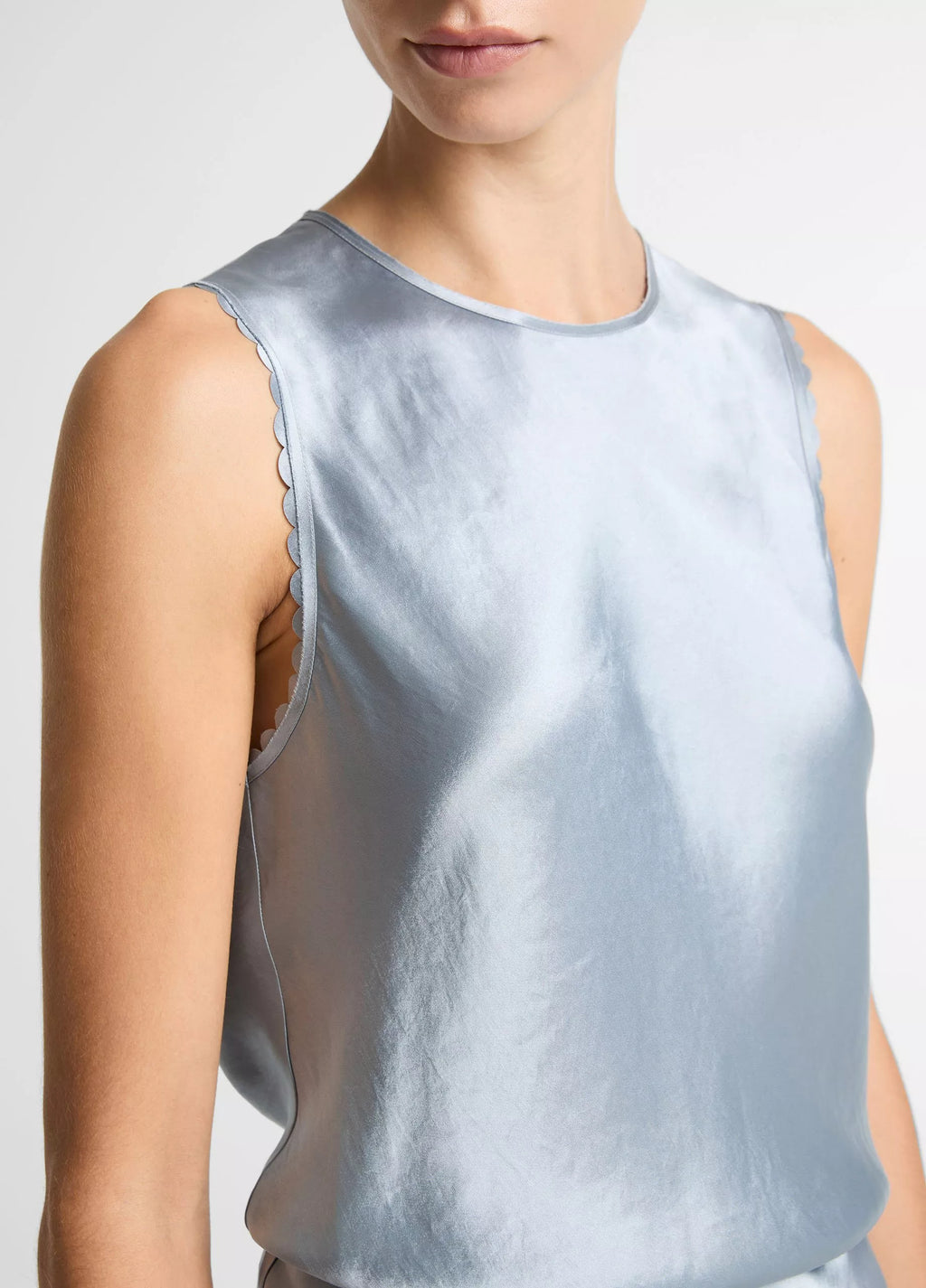 Vince Scallop-Detail Satin Shell