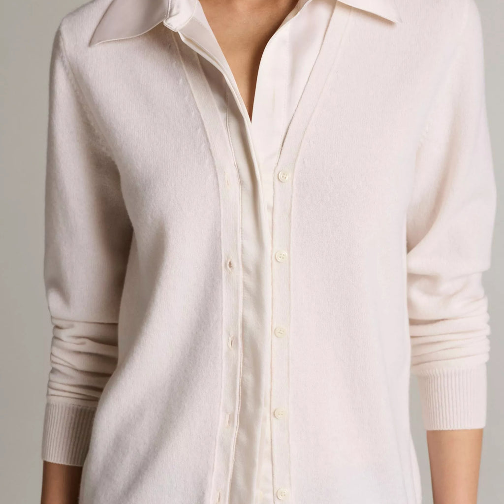 Vince Satin-Trimmed Cashmere Collared Cardigan