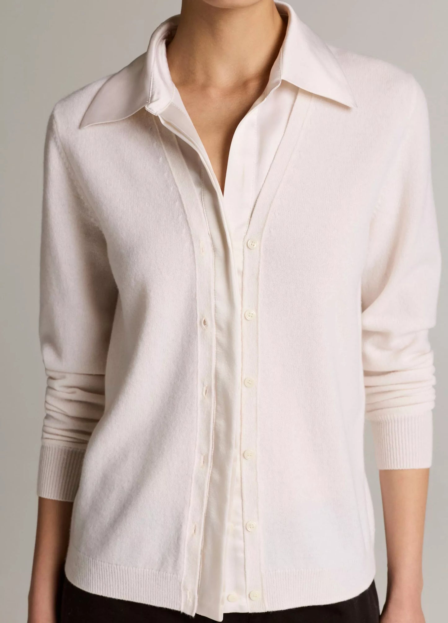 Vince Satin-Trimmed Cashmere Collared Cardigan