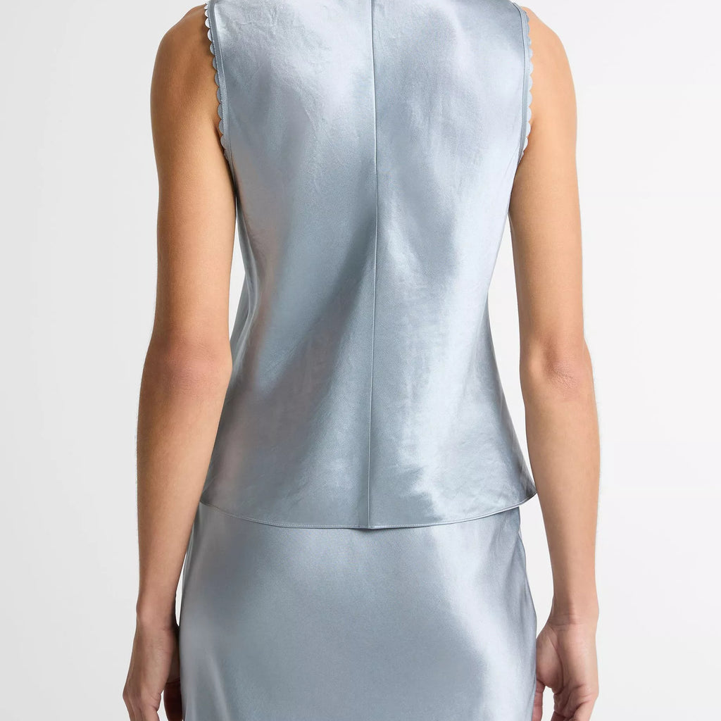 Vince Scallop-Detail Satin Shell