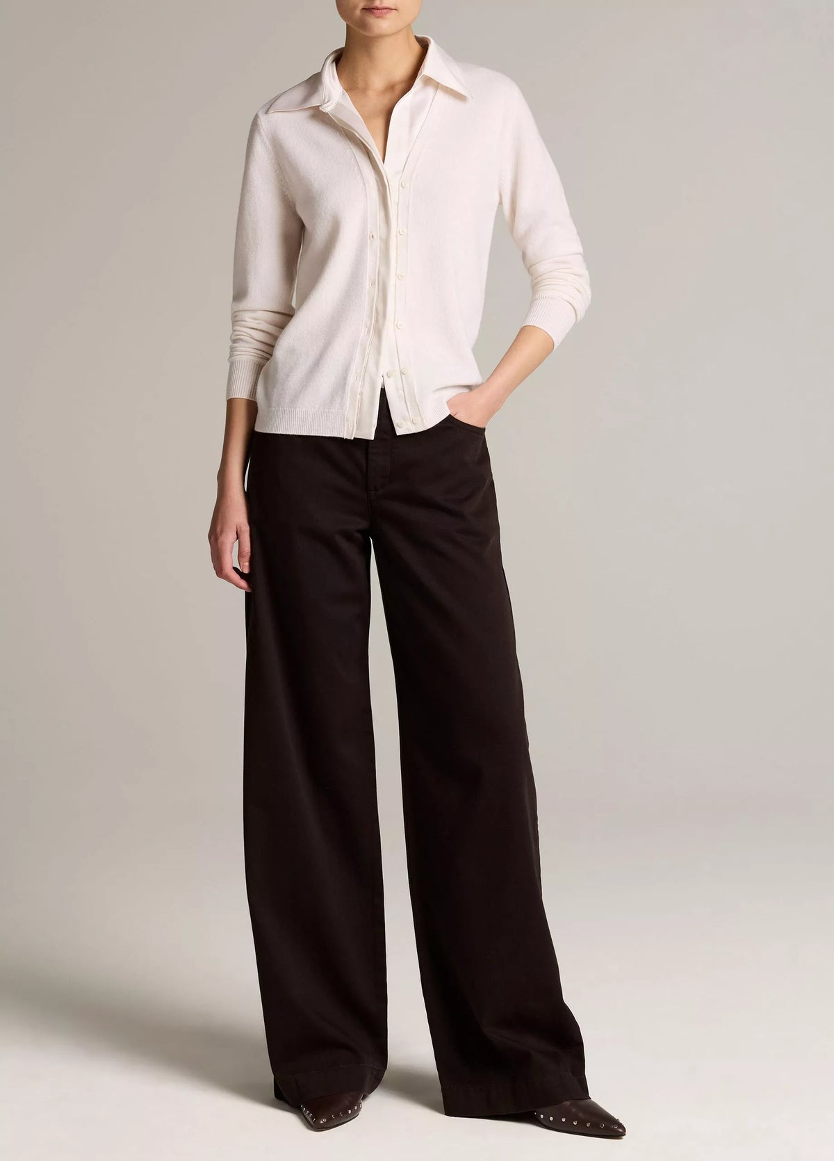 Vince Satin-Trimmed Cashmere Collared Cardigan
