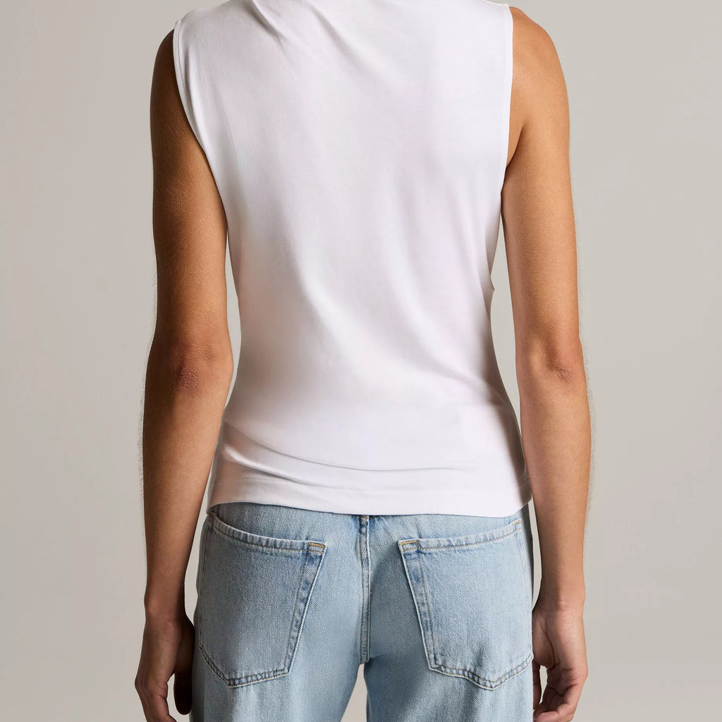 Vince Pima Cotton Draped Sleeveless Top