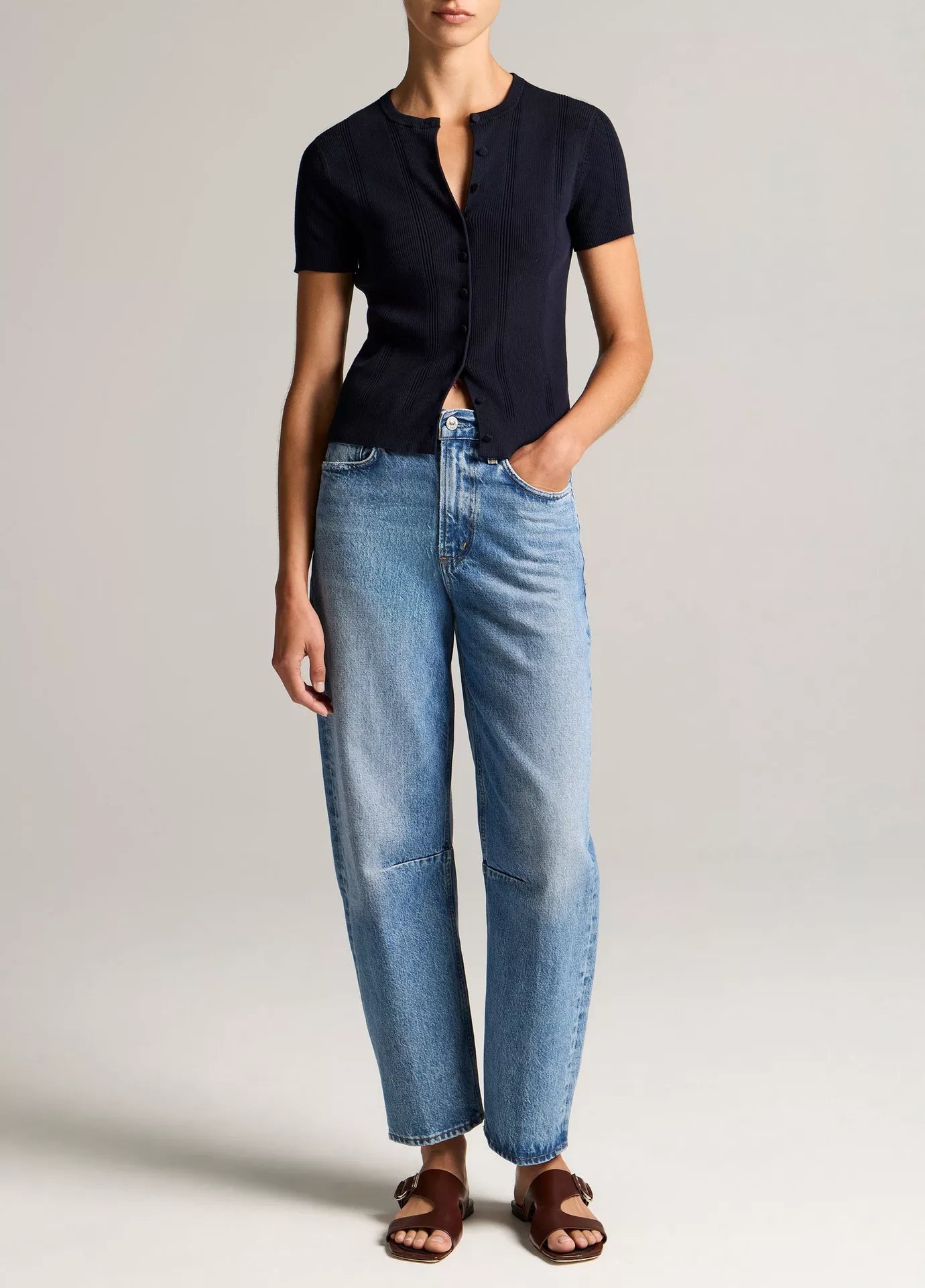 Vince Ribbed Cotton Short-Sleeve Cardigan