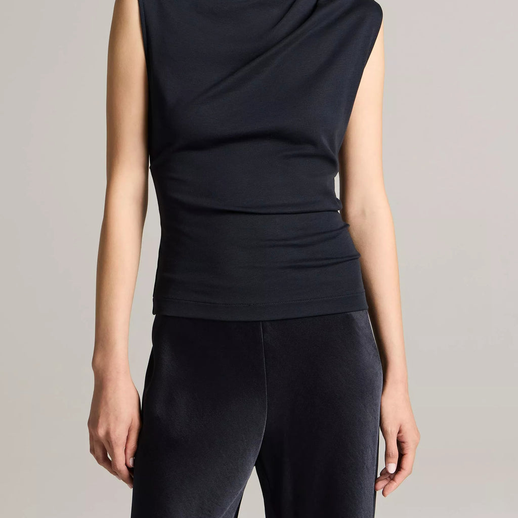 Vince Pima Cotton Draped Sleeveless Top