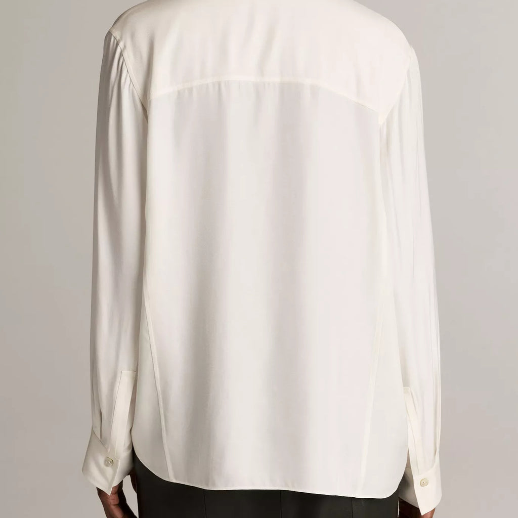 Vince Double-Detail Silk-Blend Button-Front Shirt
