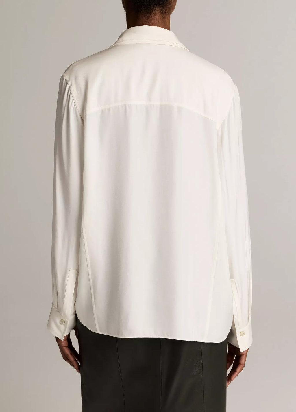 Vince Double-Detail Silk-Blend Button-Front Shirt