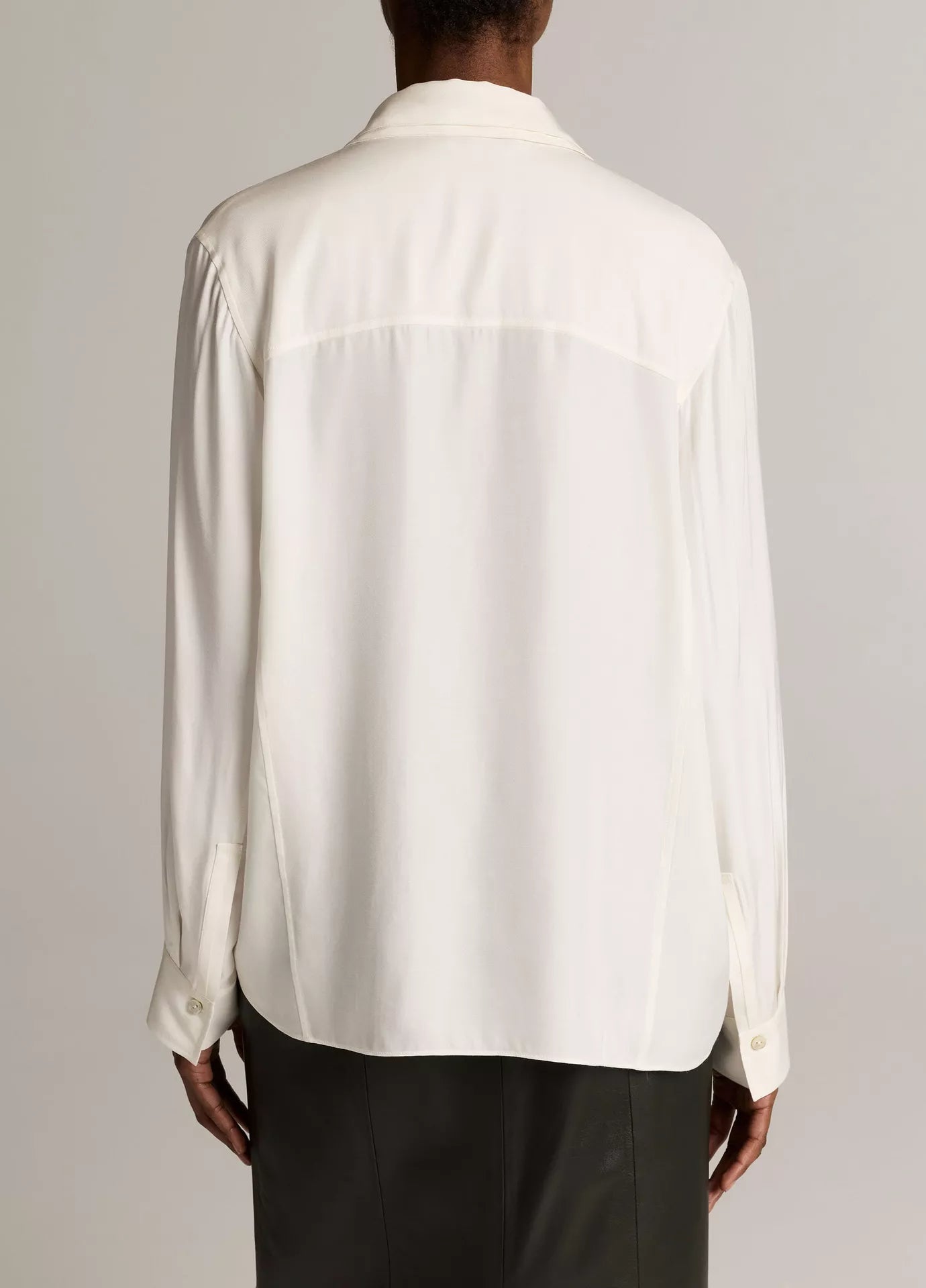 Vince Double-Detail Silk-Blend Button-Front Shirt