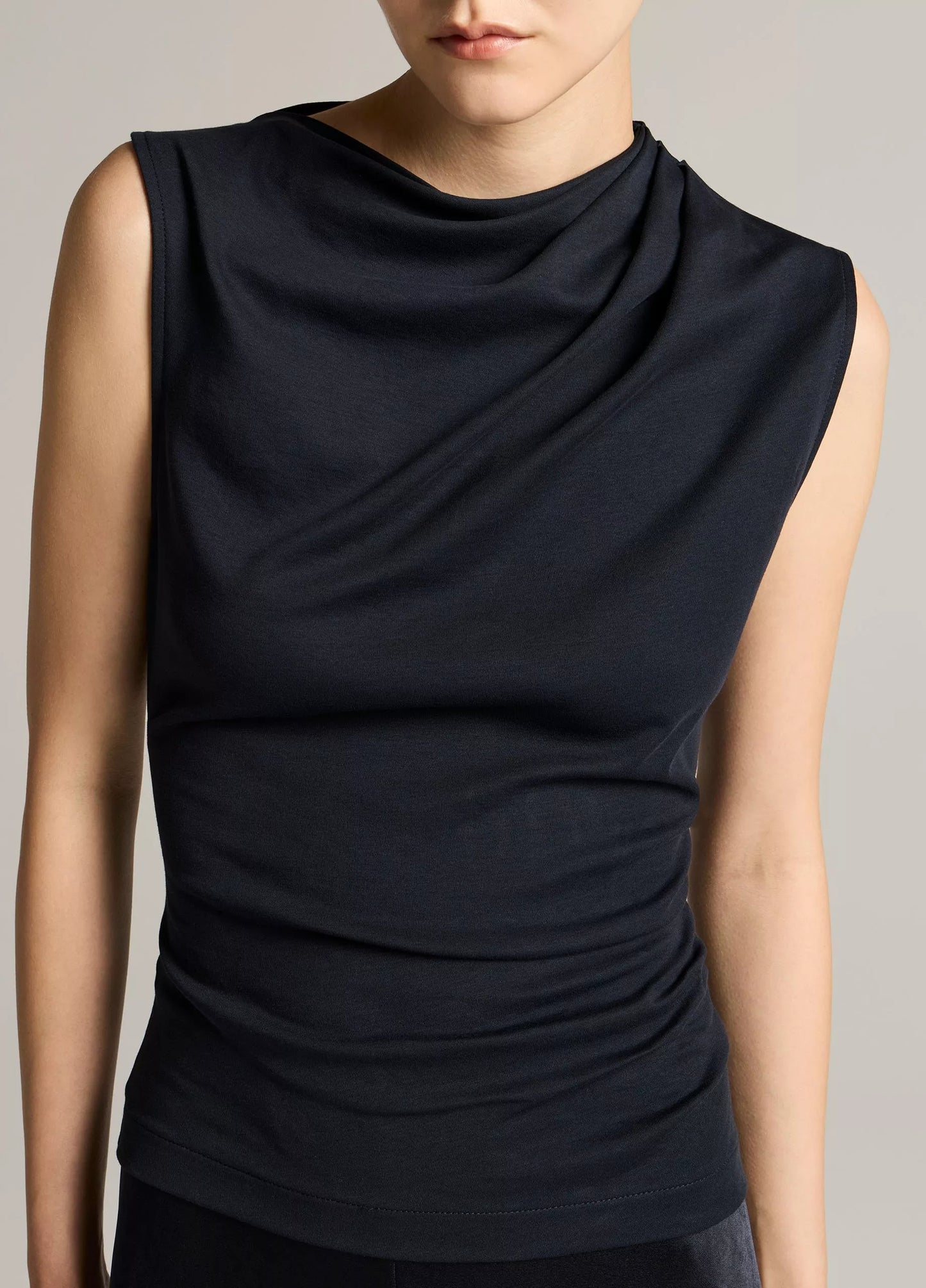 Vince Pima Cotton Draped Sleeveless Top