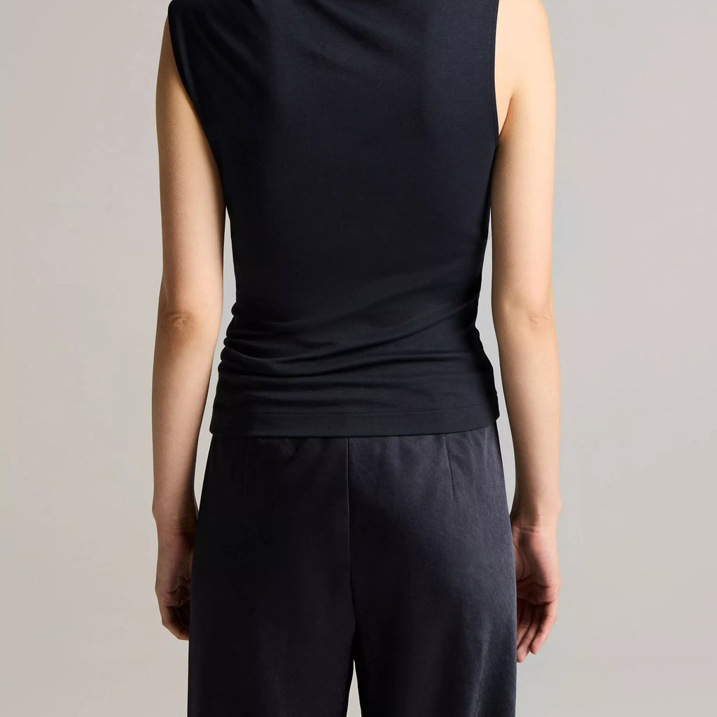 Vince Pima Cotton Draped Sleeveless Top