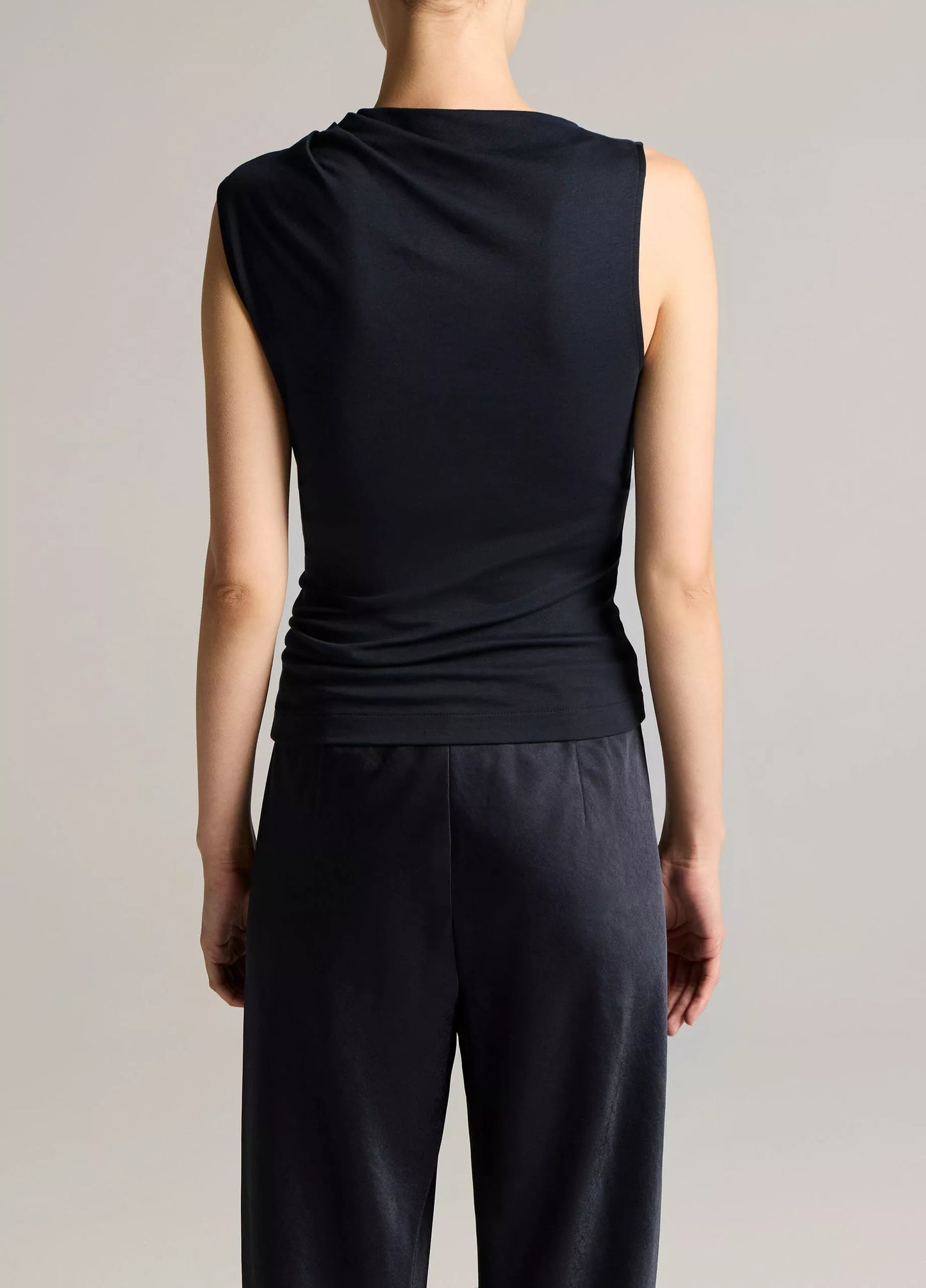 Vince Pima Cotton Draped Sleeveless Top