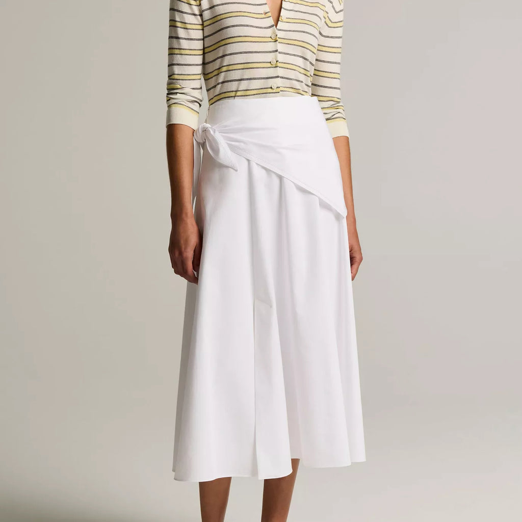 Vince Striped Italian Cotton-Cashmere Three-Quarter-Sleeve Cardigan