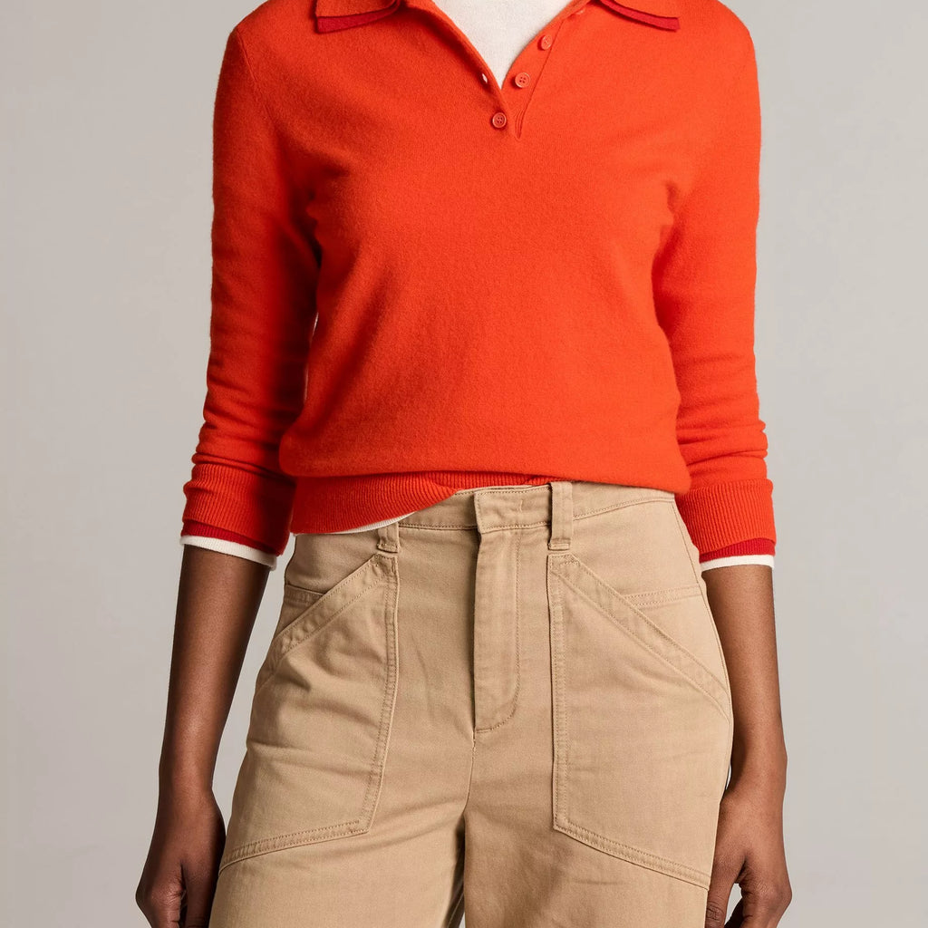 Vince Double-Trim Merino Wool & Cashmere-Blend Polo Sweater
