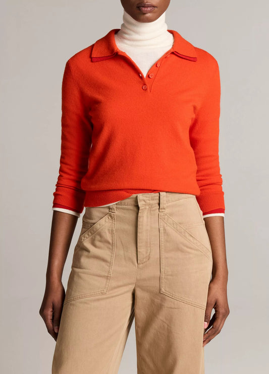Vince Double-Trim Merino Wool & Cashmere-Blend Polo Sweater