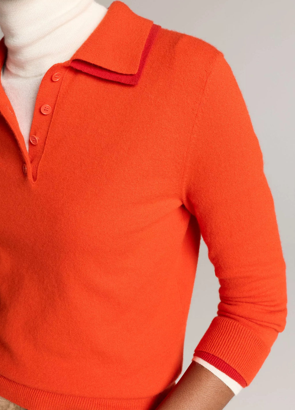 Vince Double-Trim Merino Wool & Cashmere-Blend Polo Sweater