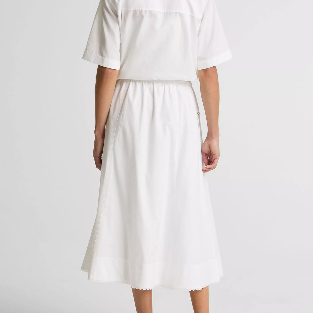 Vince Scallop-Detail Cotton Midi Skirt