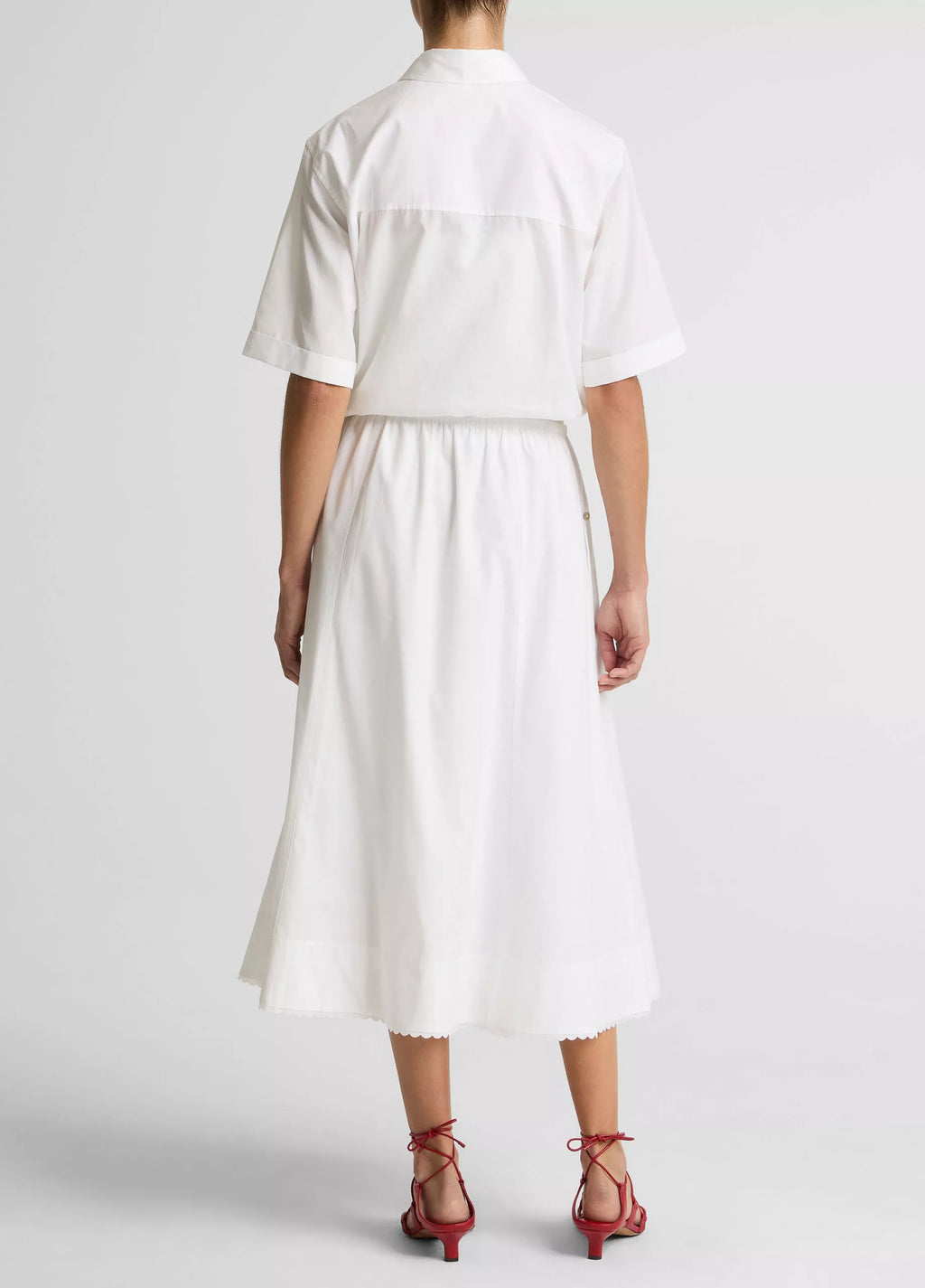 Vince Scallop-Detail Cotton Midi Skirt