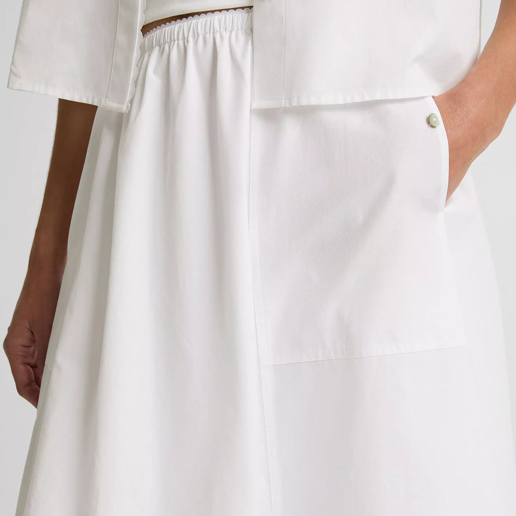 Vince Scallop-Detail Cotton Midi Skirt