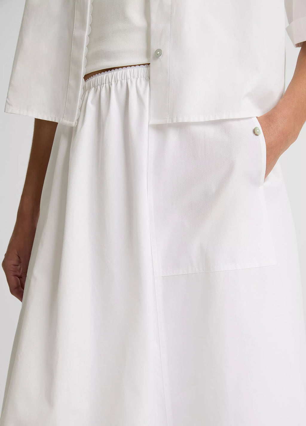 Vince Scallop-Detail Cotton Midi Skirt