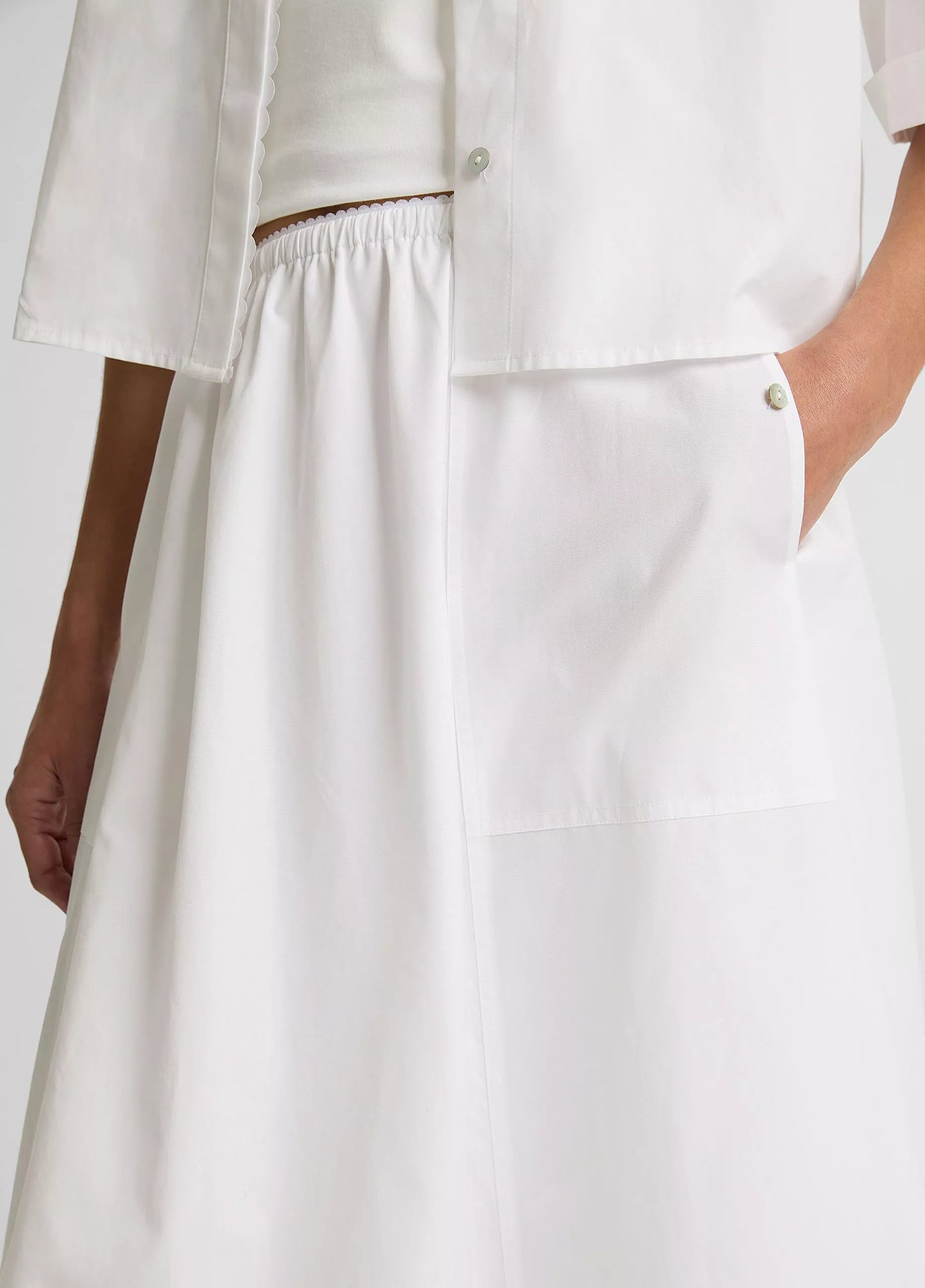 Vince Scallop-Detail Cotton Midi Skirt