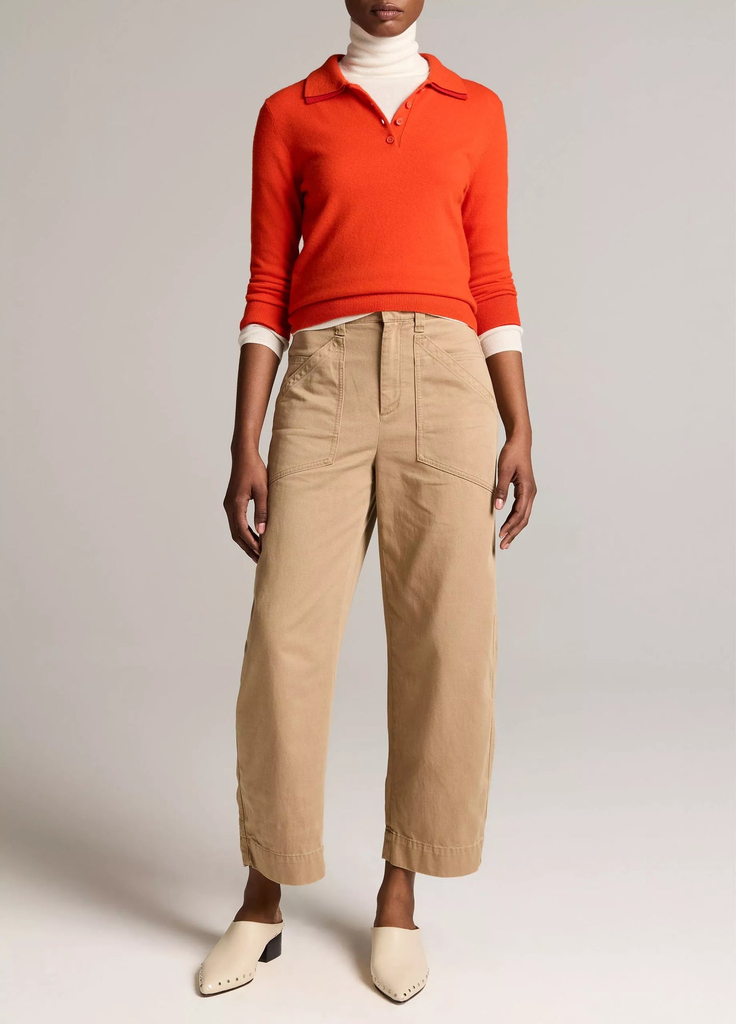 Vince Double-Trim Merino Wool & Cashmere-Blend Polo Sweater