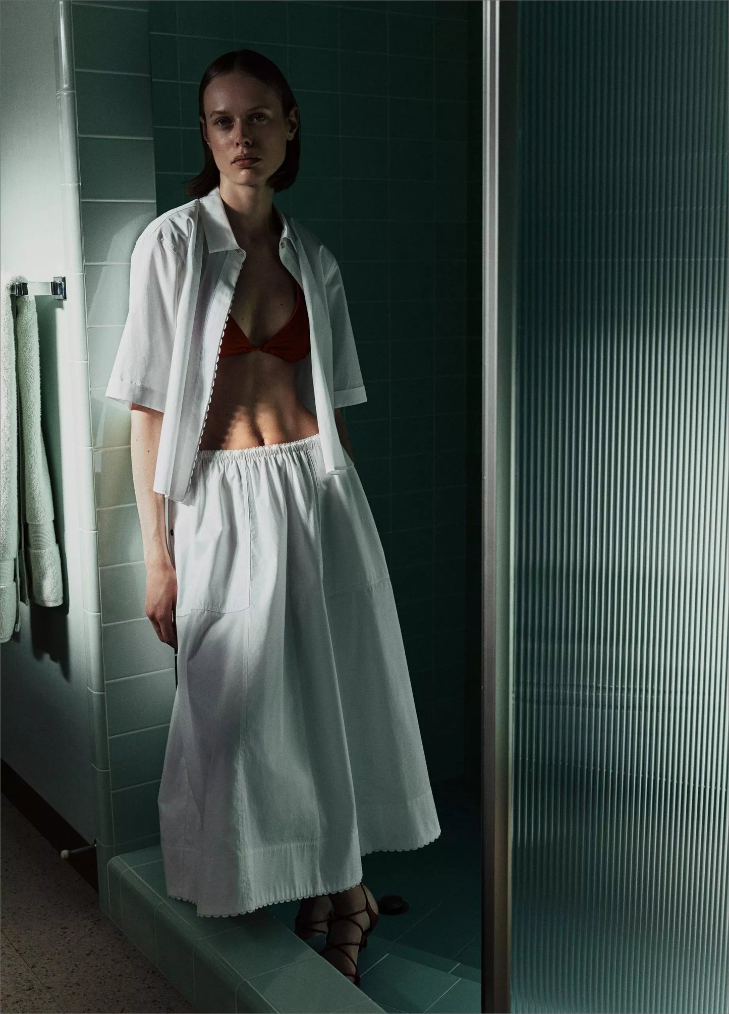 Vince Scallop-Detail Cotton Midi Skirt