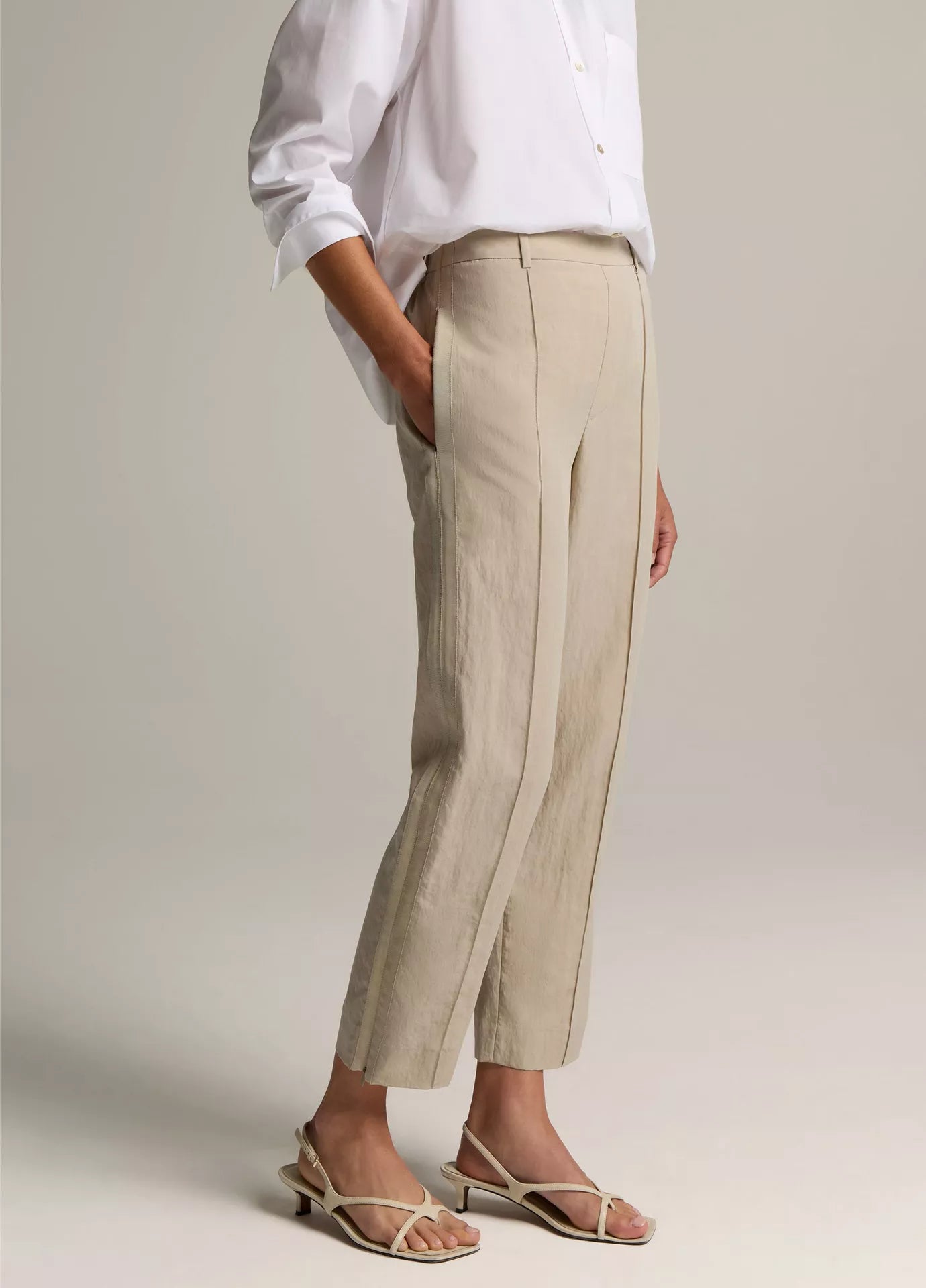 Vince Grace Side-Strap Mid-Rise Pull-On Pant