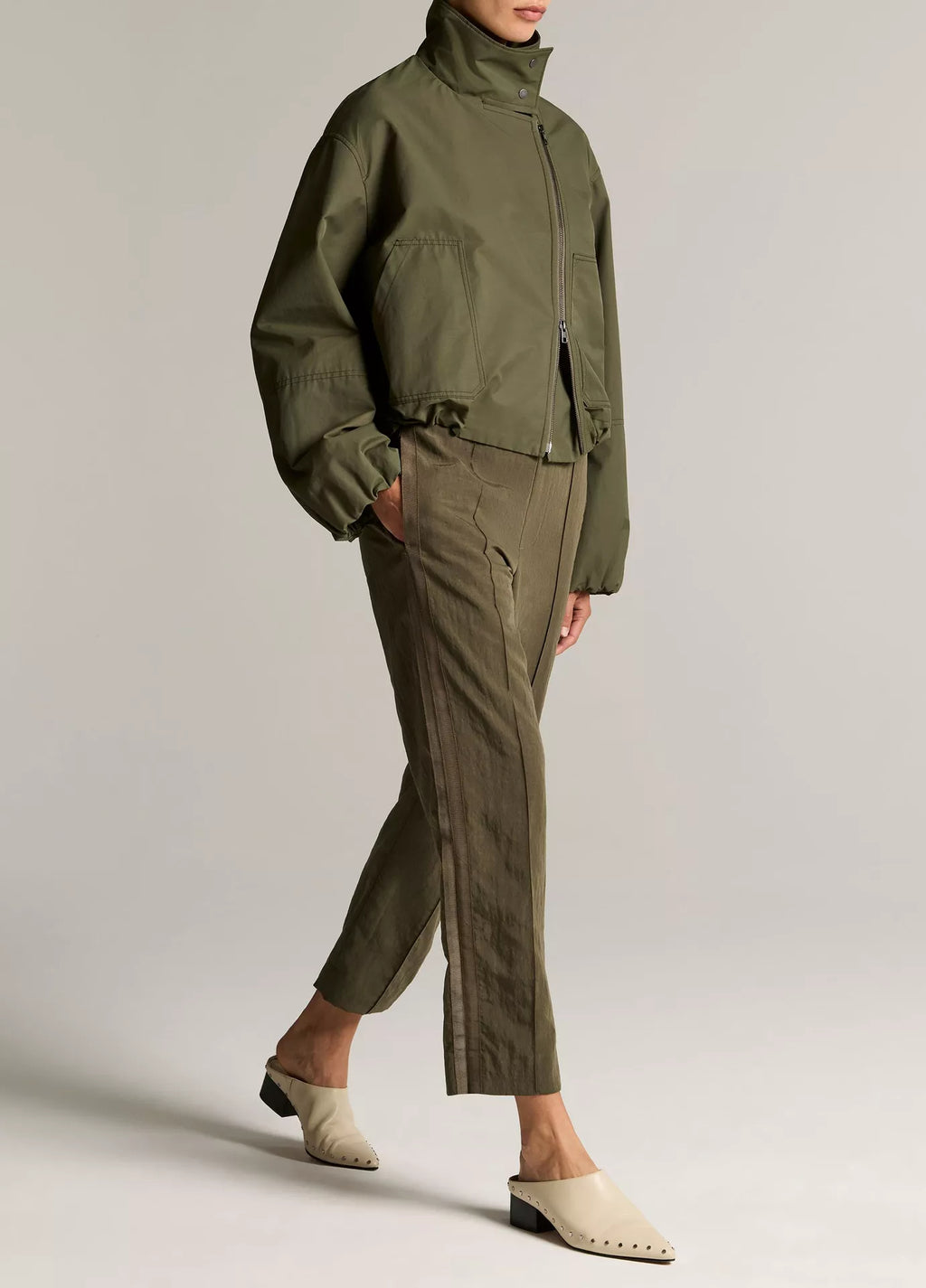 Vince Grace Side-Strap Mid-Rise Pull-On Pant