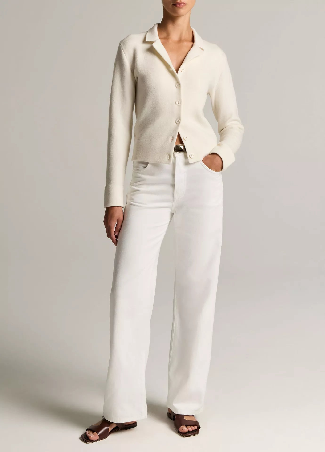 Vince Notch-Collar Double-Face Wool-Blend Cardigan