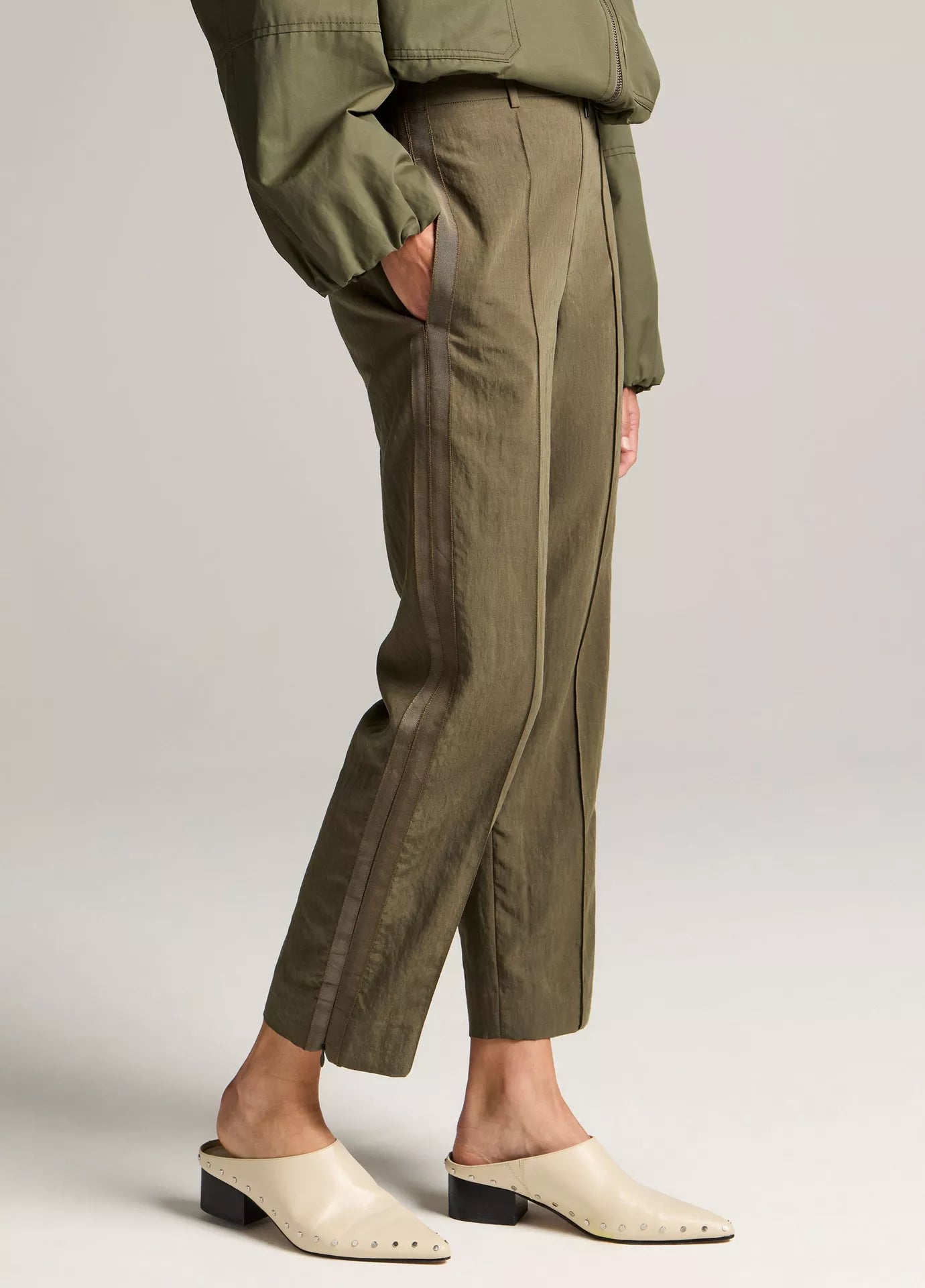 Vince Grace Side-Strap Mid-Rise Pull-On Pant