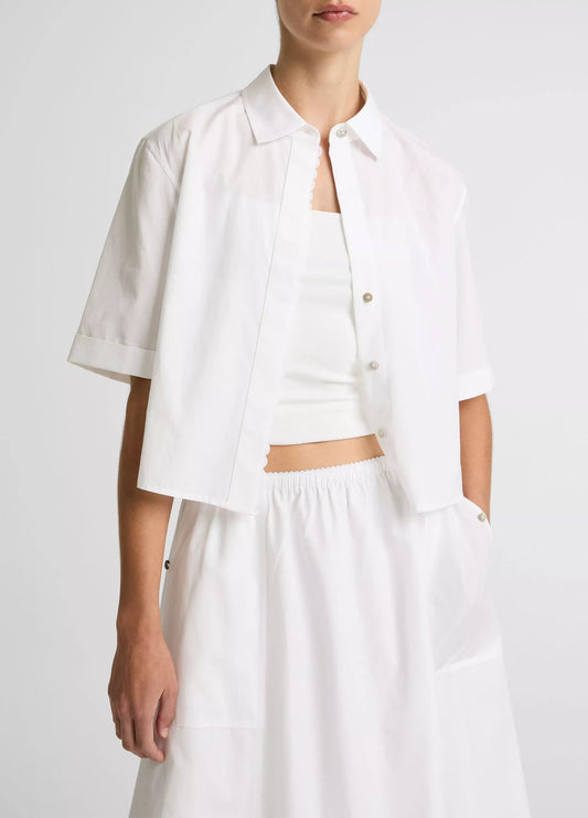 Vince Scallop-Detail Cotton Button-Front Shirt