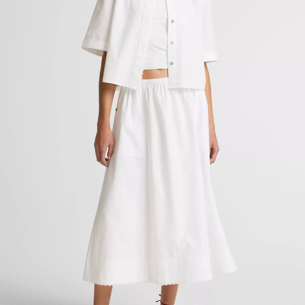 Vince Scallop-Detail Cotton Button-Front Shirt