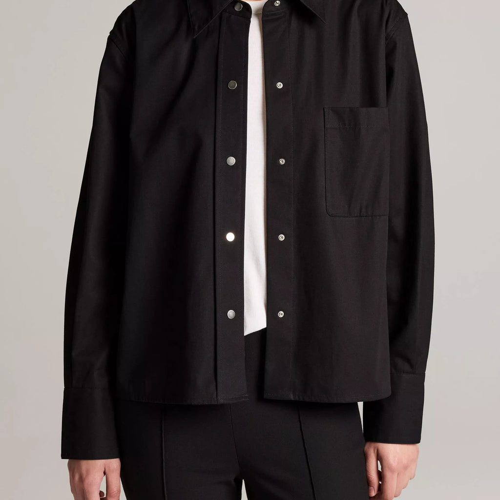 Vince Cotton Metal-Snap Long-Sleeve Shirt