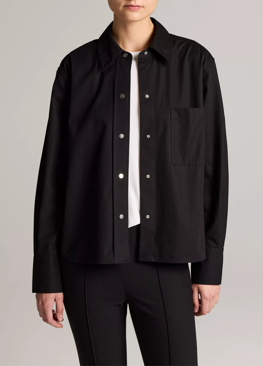 Vince Cotton Metal-Snap Long-Sleeve Shirt