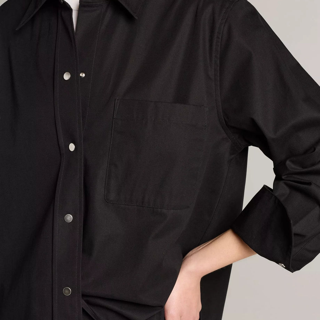 Vince Cotton Metal-Snap Long-Sleeve Shirt