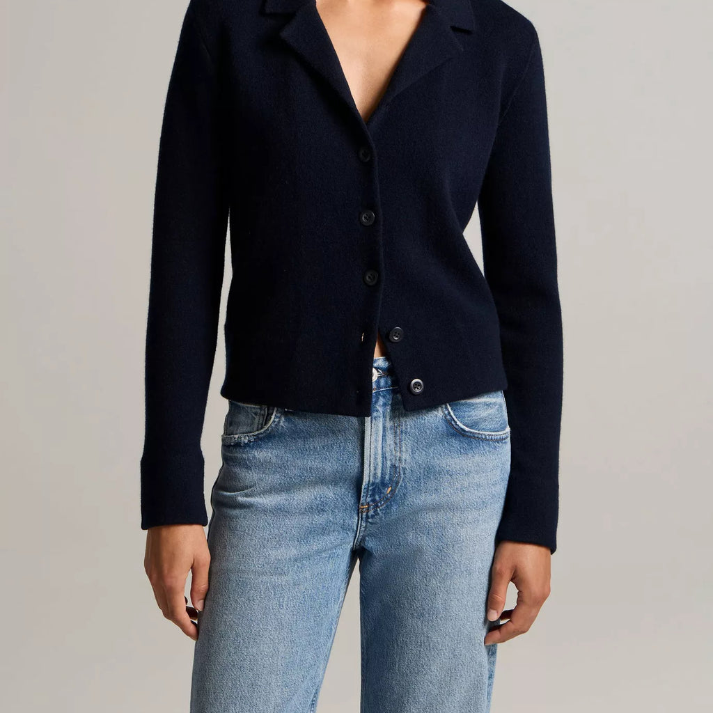 Vince Notch-Collar Double-Face Wool-Blend Cardigan