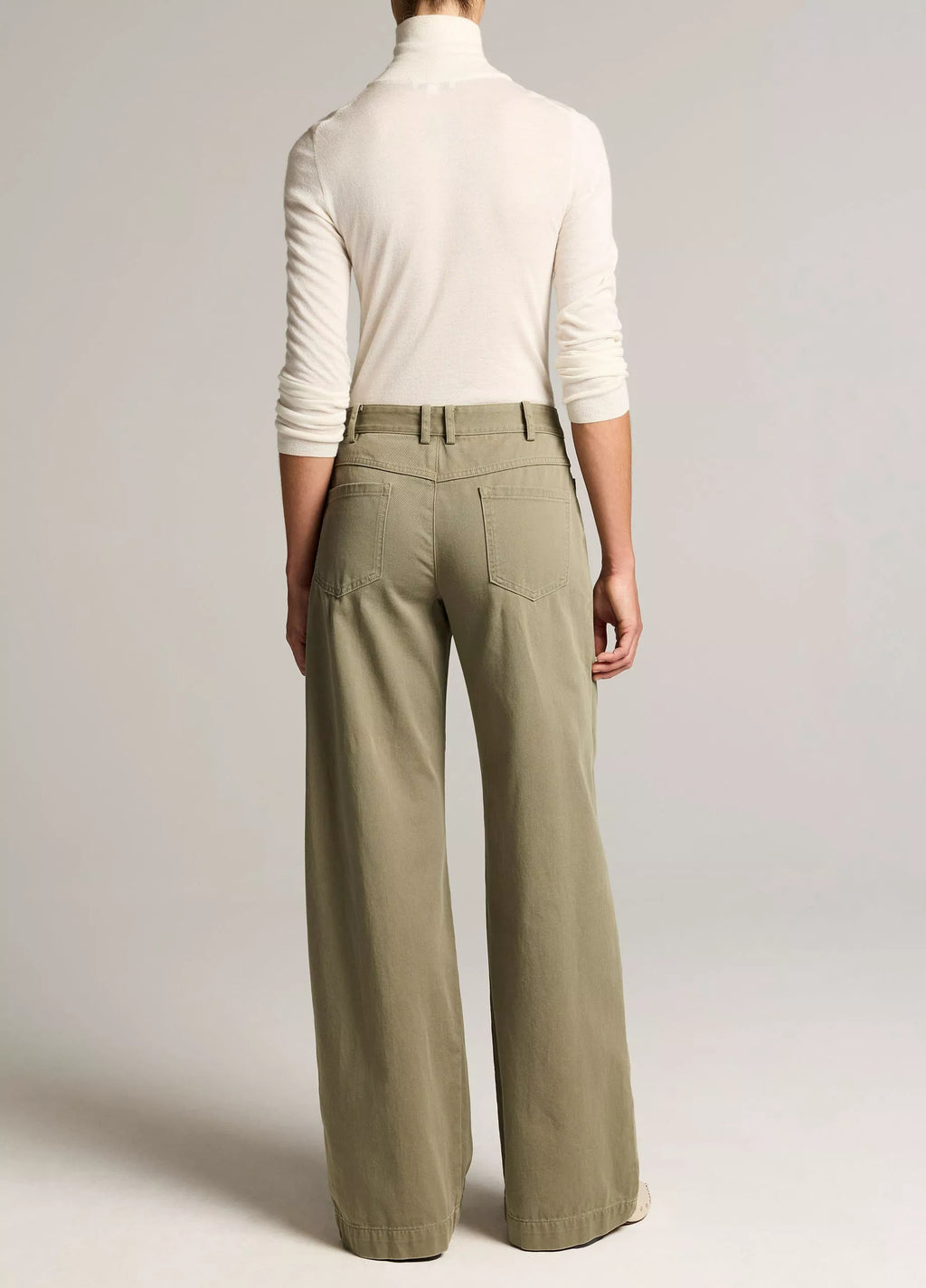 Vince Washed Cotton Twill Mid-Rise Wide-Leg Pant