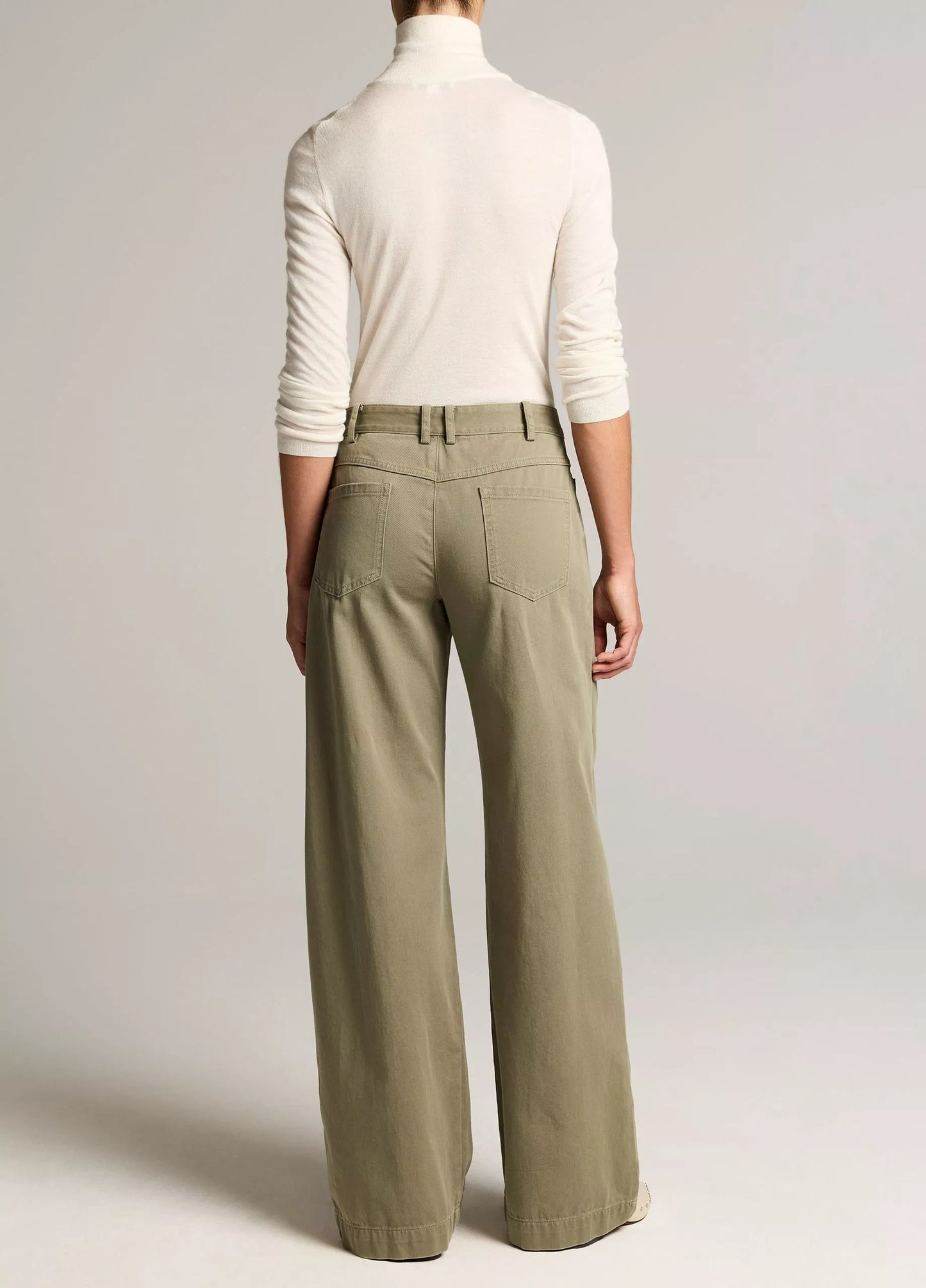 Vince Washed Cotton Twill Mid-Rise Wide-Leg Pant