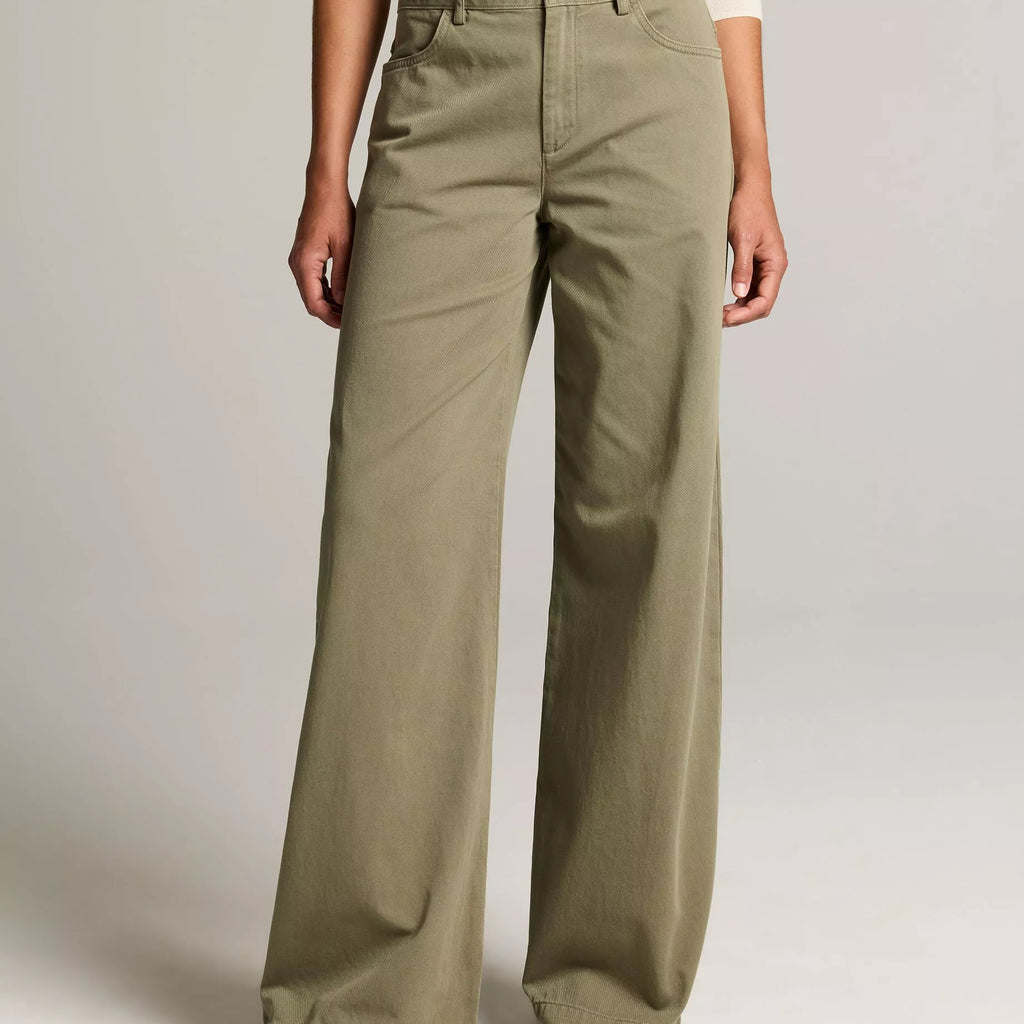 Vince Washed Cotton Twill Mid-Rise Wide-Leg Pant