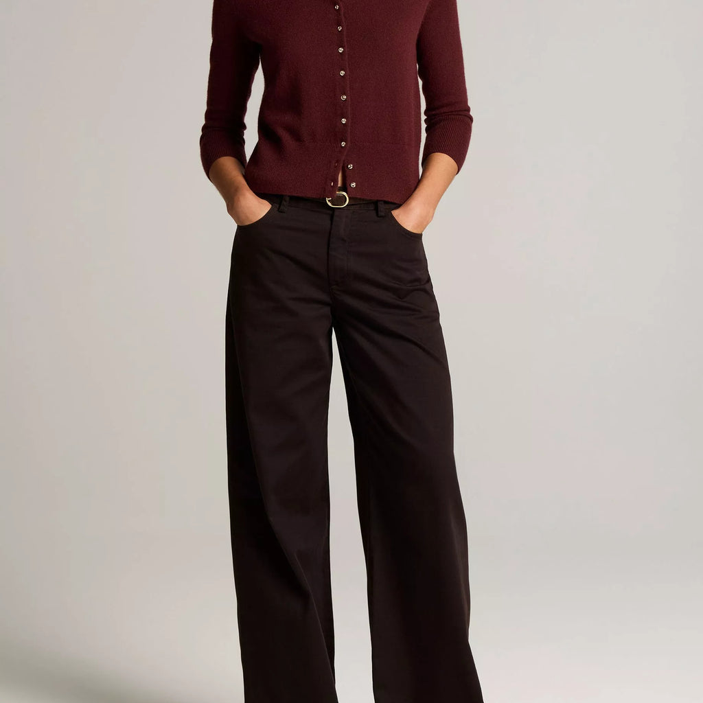 Vince Washed Cotton Twill Mid-Rise Wide-Leg Pant