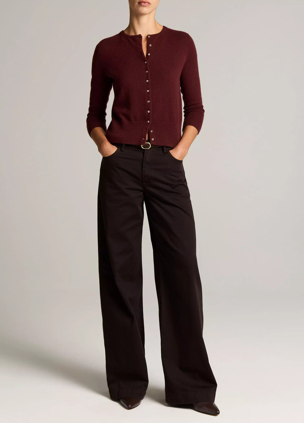 Vince Washed Cotton Twill Mid-Rise Wide-Leg Pant