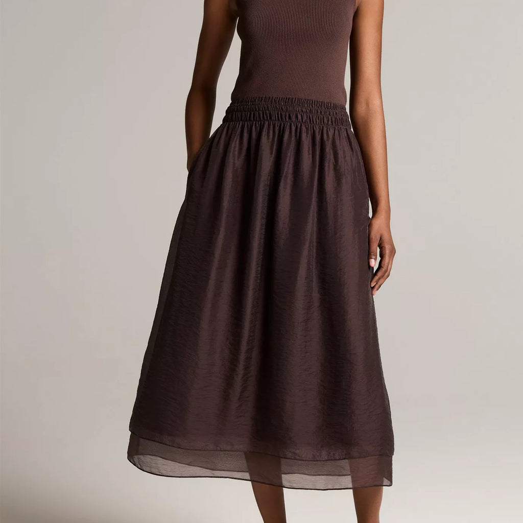 Vince Square-Neck Mixed-Media Dress